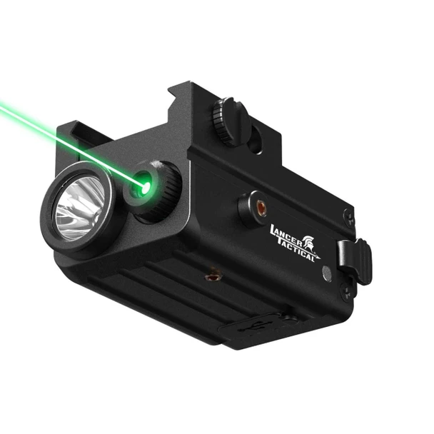 Lancer Tactical 300 lumen pistol flashlight with green laser
