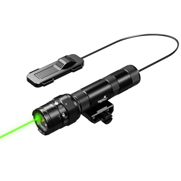 Lancer Tactical 900 lumen rifle flashlight with green laser and tail switch
