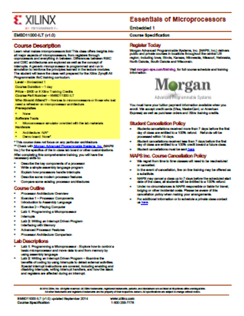 Please see https://morgan-aps.com/trainingpdf/EMBD-uPS.pdf for a complete course description.