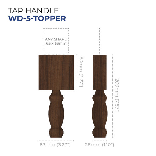Custom Wooden Tap Handle with Topper - Model WD-5