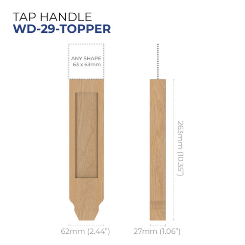 Custom Wooden Tap Handle with Topper - Model WD-29