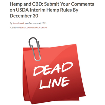 Submit Your Comments on USDA Interim Hemp Rules By December 30!