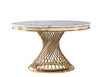Modrest Potter - White Marble & Gold Stainless Steel Round Dining Table / VGZAT9007