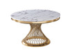 Modrest Potter - White Marble & Gold Stainless Steel Round Dining Table / VGZAT9007