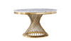 Modrest Potter - White Marble & Gold Stainless Steel Round Dining Table / VGZAT9007