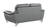86" Modern Wood and Leather Upholstered Sofa / 168-GRAY-S
