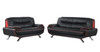 Modern Leather Upholstered Sofa and Loveseat in Black / 405-BLACK-2PC