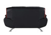 64" Modern Leather Upholstered Loveseat in Black / 405-BLACK-L