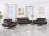 Modern Leather Upholstered Sofa Set with Wood Frame in Brown / 405-BROWN