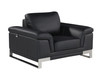 Genuine Italian Leather Upholstered Sofa Set in Black / 411-BLACK