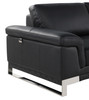 Genuine Italian Leather Upholstered Sofa Set in Black / 411-BLACK