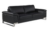 Genuine Italian Leather Upholstered Sofa Set in Black / 411-BLACK