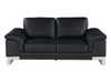 Genuine Italian Leather Reclining Sofa and Loveseat in Black / 411-BLACK-2PC
