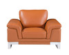 Genuine Italian Leather Upholstered Sofa Set in Camel Brown / 411-CAMEL