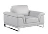 Genuine Italian Leather Upholstered Sofa Set in Gray / 411-LIGHT-GRAY