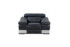 Genuine Italian Leather Upholstered Sofa Set in Black / 415-BLACK