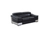 Genuine Italian Leather Sofa and Loveseat Set in Black / 415-BLACK-2PC