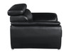 86" Modern Wood and Leather Sofa with Fiber Back in Black / 4571-BLACK-S