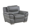 37" Modern Leather Upholstered Chair in Gray / 4572-GRAY-CH