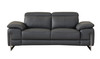 Genuine Italian Leather Upholstered Sofa Set in Dark Gray / 636-DARK-GRAY