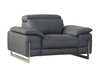 31" Modern Genuine Italian Leather Chair in Dark Gray / 636-DARK-GRAY-CH