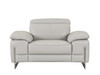 Genuine Italian Leather Upholstered Sofa Set in Light Gray / 636-LIGHT-GRAY