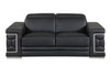 71" Modern Genuine Italian Leather Loveseat in Black / 692-BLACK-L