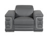 Genuine Italian Leather Upholstered Sofa Set in Dark Gray / 692-DARK-GRAY