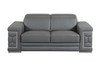 Genuine Italian Leather Upholstered Sofa Set in Dark Gray / 692-DARK-GRAY