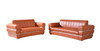 Modern Genuine Italian Leather Upholstered Sofa and Loveseat Set / 904-CAMEL-2PC