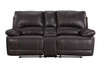 Transitional Leather Air Sofa with Console Loveseat / 9345-BROWN-2PC-CON