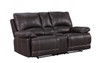 76" Transitional Leather Air Console Loveseat / 9345-BROWN-CL