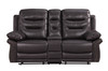 Modern Contemporary Leather Console Loveseat / 9392-BROWN-CL