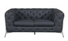 3-Piece Genuine Italian Leather Upholstered Sofa Set / 970-DK_GRAY