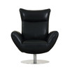 22" Modern Genuine Italian Leather Lounge Chair / C74-BLACK-CH