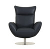 22" Modern Genuine Italian Leather Lounge Chair / C74-NAVY-CH