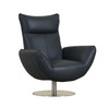 22" Modern Genuine Italian Leather Lounge Chair / C74-NAVY-CH