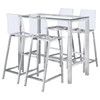 Tolbert 5-piece Bar Set with Acrylic Chairs Clear and Chrome / CS-104873-S5
