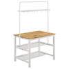 Edgeworth Kitchen Island Counter Table with Pot Rack White / CS-122246