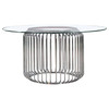 Veena Round 60-inch Glass Top Metal Dining Table Chrome / CS-193430BG