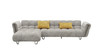 Divani Casa Jacinda - Modern Grey Fabric Left Facing Sectional Sofa with 2 Yellow Pillows / VGEV-23106-GRY-LAF