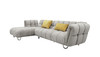 Divani Casa Jacinda - Modern Grey Fabric Left Facing Sectional Sofa with 2 Yellow Pillows / VGEV-23106-GRY-LAF