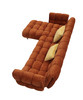 Divani Casa Jacinda - Modern Burnt Orange Fabric Left Facing Sectional Sofa + 2 Yellow Pillows / VGEV-23106-ORG-LAF