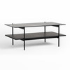 Modrest Conley - Mid-Century Modern Grey Glass + Black Ash Coffee Table / VGDWJ5934