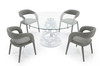 Modrest Lilly - Modern 12mm Round Glass + White Dining Table / VGNS-GD8800-12MM