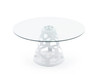 Modrest Lilly - Modern 12mm Round Glass + White Dining Table / VGNS-GD8800-12MM