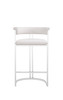Modrest Munith - Modern White Vegan Leather + Stainless Steel Counter Chair / VGZA-B9504-WHT-BS