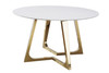 Gwynn Round 51-inch Marble Stainless Steel Dining Table Gold / CS-107171
