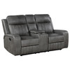 Raelynn Upholstered Track Arm Motion Loveseat Grey / CS-603192