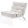 Serreta Boucle Upholstered Armless Accent Chair with Clear Acrylic Frame Ivory / CS-903161